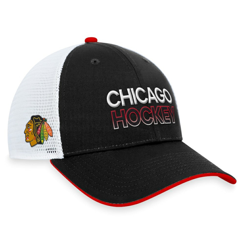 NHL Chicago Blackhawks Fanatics Authentic Pro Rink Trucker Adjustable Hat - Black