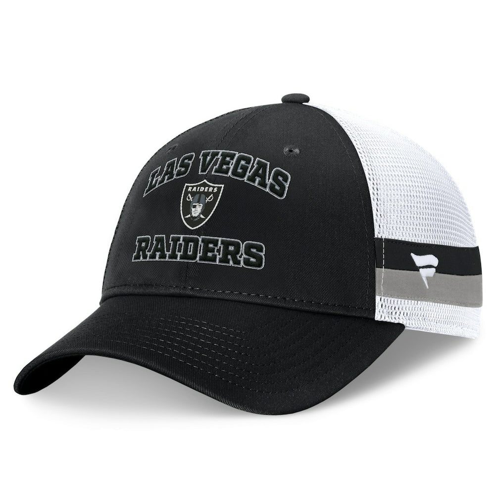Las Vegas Raiders Fundamentals Side Stripe Trucker Adjustable Hat Black/White