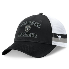 Las Vegas Raiders Fundamentals Side Stripe Trucker Adjustable Hat Black/White