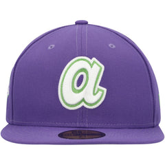 Atlanta Braves New Era Lime Side Patch 59FIFTY Fitted Hat - Purple Hats
