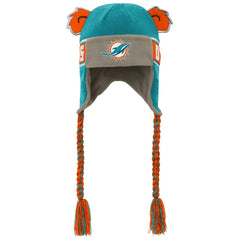 Miami Dolphins Youth Wordmark Ears Trooper Knit Hat Aqua