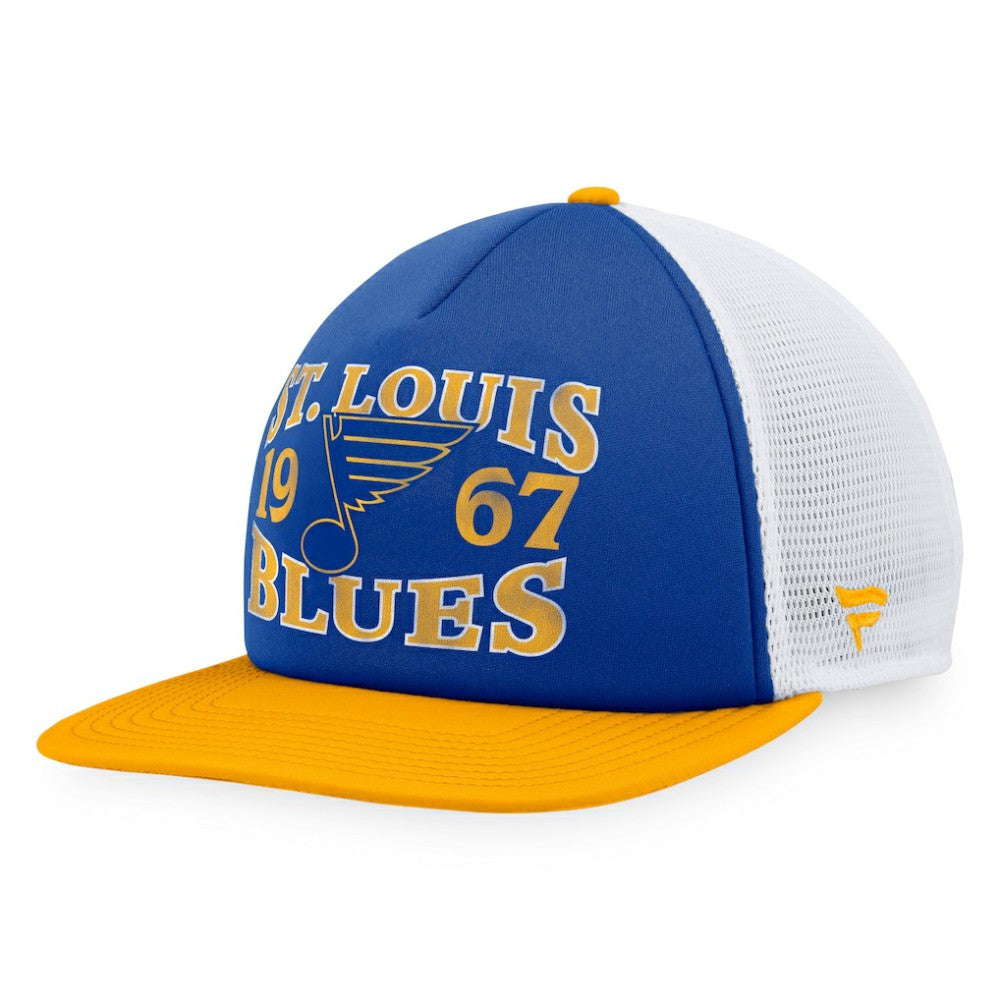 NHL St. Louis Blues Fanatics Heritage Vintage Foam Front Trucker Snapback Hat - Blue/Gold