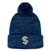 NHL Seattle Kraken Fanatics Fundamental Cuffed Knit Hat with Pom - Deep Sea Blue
