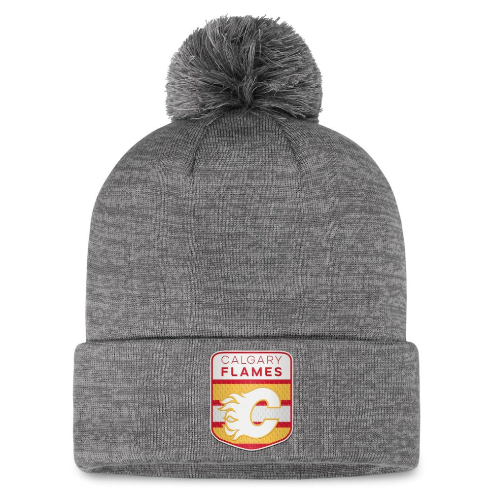 NHL Calgary Flames Fanatics Authentic Pro Home Ice Cuffed Knit Hat with Pom - Gray