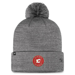NHL Calgary Flames Fanatics Authentic Pro Home Ice Cuffed Knit Hat with Pom - Gray
