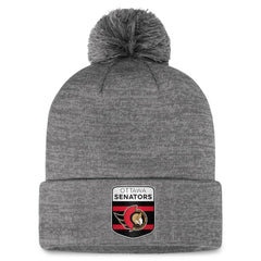 NHL Ottawa Senators Fanatics Authentic Pro Home Ice Cuffed Knit Hat with Pom - Gray