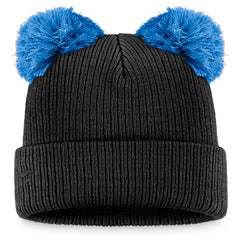 Miami Marlins Fanatics Women's Double Pom Cuffed Knit Hat - Black/Blue Hats