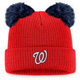 Washington Nationals Fanatics Women's Double Pom Cuffed Knit Hat - Red/Navy Hats