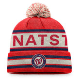 Washington Nationals Fanatics Hometown Slogan Cuffed Knit Hat with Pom - Red/Natural Hats