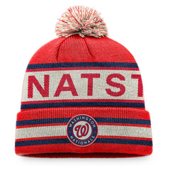 Washington Nationals Fanatics Hometown Slogan Cuffed Knit Hat with Pom - Red/Natural Hats