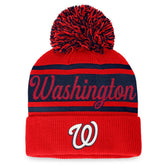 Washington Nationals Fanatics Women's Script Cuffed Knit Hat with Pom - Red/Navy Hats