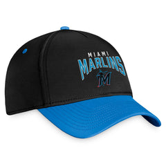 Miami Marlins Fanatics Stacked Logo Flex Hat - Black/Blue Hats