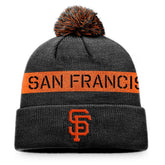 San Francisco Giants Fanatics League Logo Cuffed Knit Hat with Pom - Black/Orange Hats