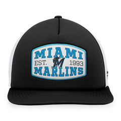 Miami Marlins Fanatics Foam Front Patch Trucker Snapback Hat - Black Hats