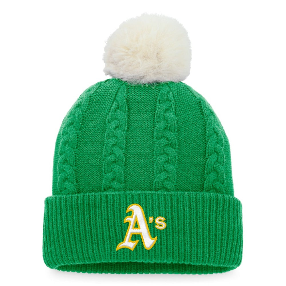 Athletics Fanatics Women's Cable Cuffed Knit Hat with Pom - Kelly Green Hats
