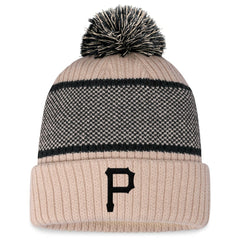 Pittsburgh Pirates Fanatics Women's Cuffed Knit Hat with Pom - Natural/Black Hats