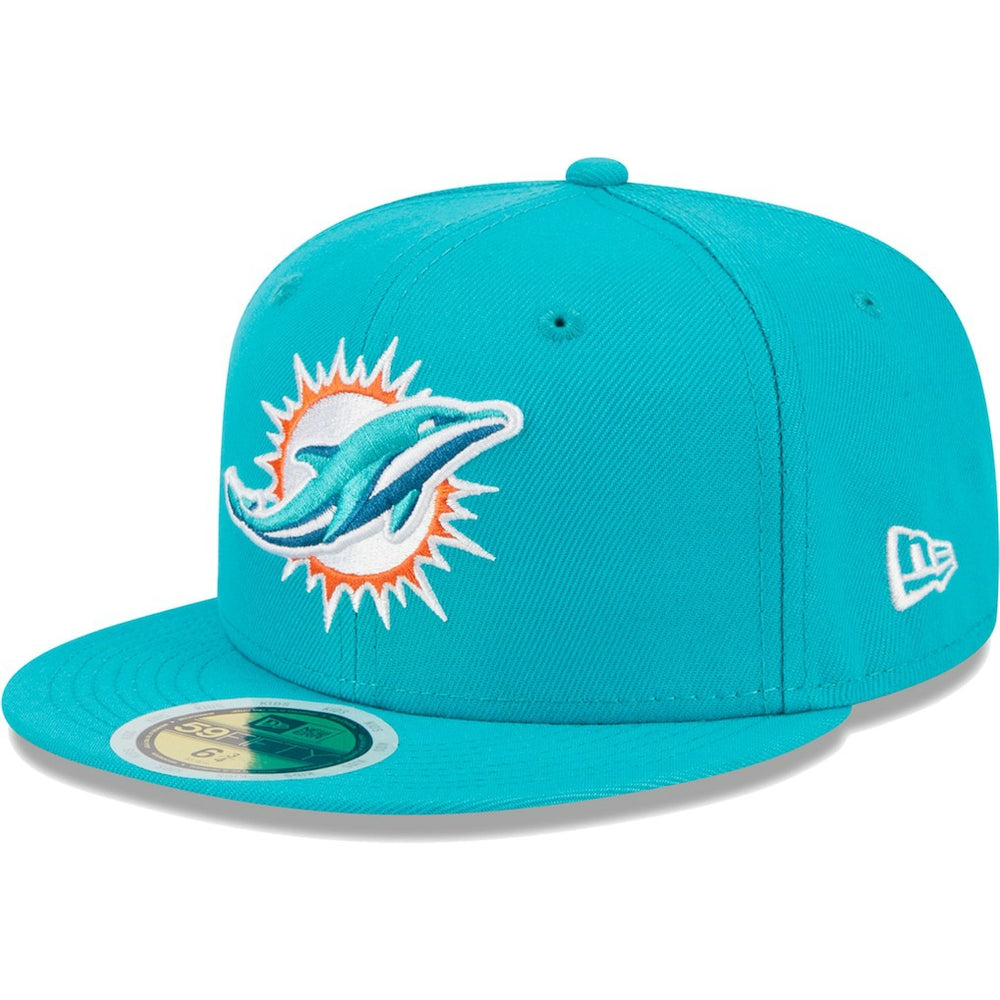 Miami Dolphins New Era Youth Main 59FIFTY Fitted Hat Aqua