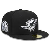 Miami Dolphins New Era Main Patch 59FIFTY Fitted Hat Black