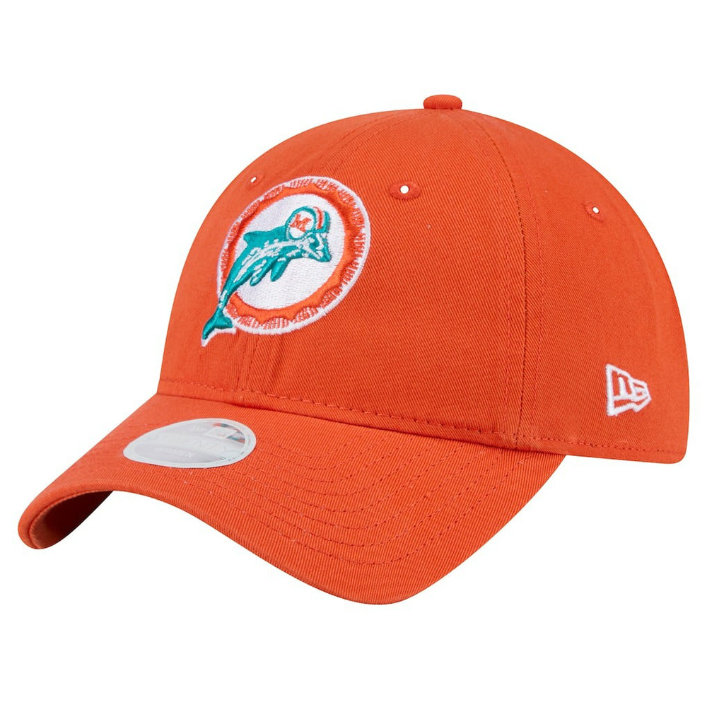Miami Dolphins New Era Women's Throwback Main Core Classic 2.0 9TWENTY Adjustable Hat Orange