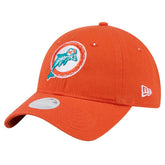Miami Dolphins New Era Women's Throwback Main Core Classic 2.0 9TWENTY Adjustable Hat Orange