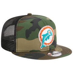 Miami Dolphins New Era Throwback Main Trucker 9FIFTY Snapback Hat Camo