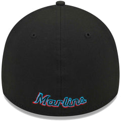 Miami Marlins New Era Logo 39THIRTY Flex Hat - Black Hats