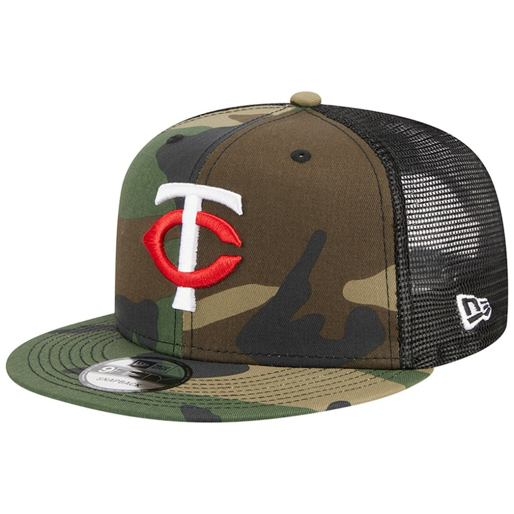 Minnesota Twins New Era Woodland Camo Trucker 9FIFTY Snapback Hat - Camo Hats