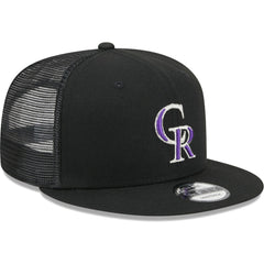 Colorado Rockies New Era Team Color Trucker 9FIFTY Snapback Hat - Black Hats