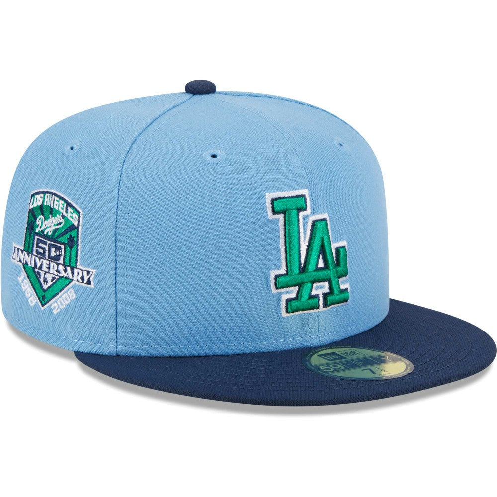 Los Angeles Dodgers New Era Green Undervisor 59FIFTY Fitted Hat - Light Blue/Navy Hats