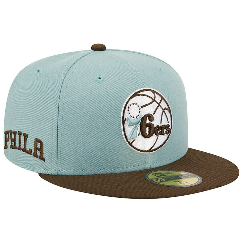 Philadelphia 76ers Two-Tone 59FIFTY Fitted Hat Light Blue/Brown