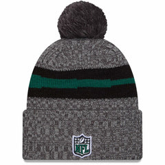 New York Jets New Era 2023 Sideline Sport Cuffed Pom Knit Hat Gray