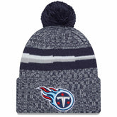 Tennessee Titans New Era Youth 2023 Sideline Cuffed Knit Hat With Pom Navy