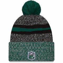 New York Jets New Era 2023 Sideline Sport Cuffed Pom Knit Hat Black/Green