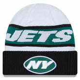New York Jets New Era 2023 Sideline Tech Cuffed Knit Hat White/Black