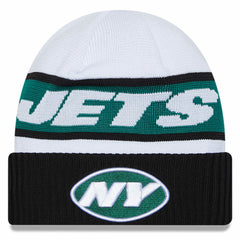 New York Jets New Era 2023 Sideline Tech Cuffed Knit Hat White/Black