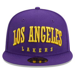 Los Angeles Lakers Big Arch Text 59FIFTY Fitted Hat Purple