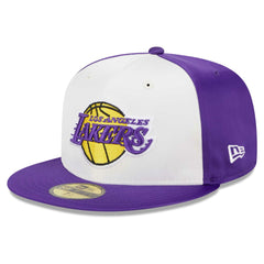 Los Angeles Lakers Throwback Satin 59FIFTY Fitted Hat White
