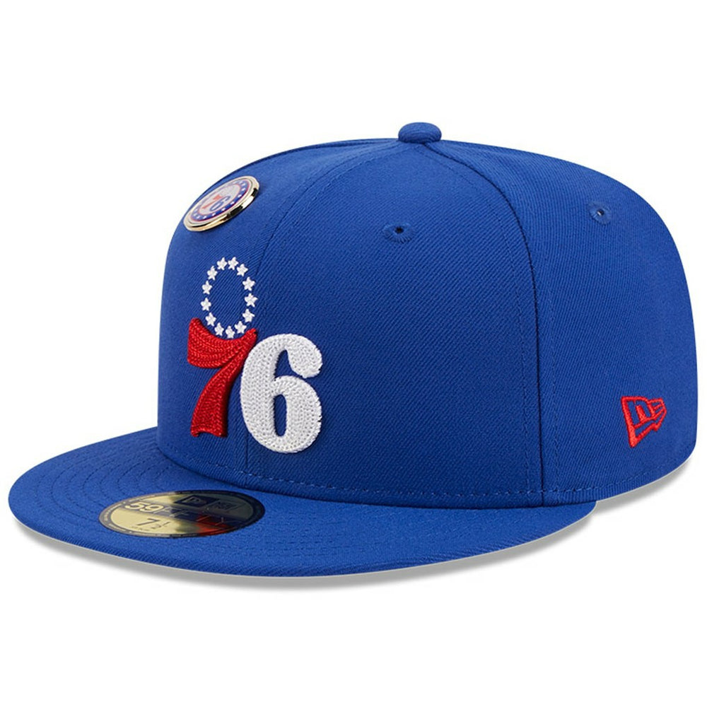 Philadelphia 76ers Chainstitch Logo Pin 59FIFTY Fitted Hat Royal