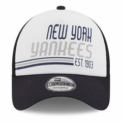 New York Yankees New Era Stacked A-Frame Trucker 9FORTY Adjustable Hat - White/Navy Hats