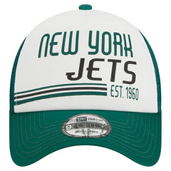 New York Jets New Era Stacked A-Frame Trucker 9FORTY Adjustable Hat White/Green