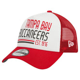 Tampa Bay Buccaneers New Era Stacked A-Frame Trucker 9FORTY Adjustable Hat White/Red