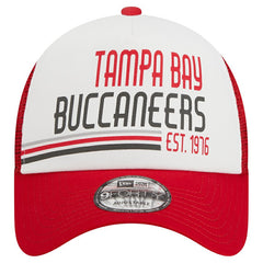 Tampa Bay Buccaneers New Era Stacked A-Frame Trucker 9FORTY Adjustable Hat White/Red