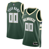 Milwaukee Bucks Unisex Swingman Custom Jersey Hunter Green Icon Edition
