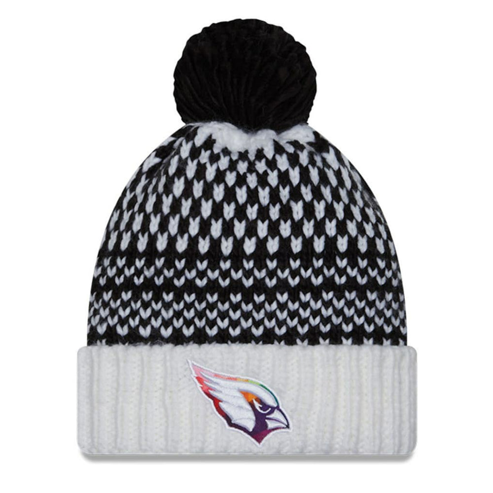 Arizona Cardinals New Era Women's 2023 NFL Crucial Catch Cuffed Pom Knit Hat Black/White