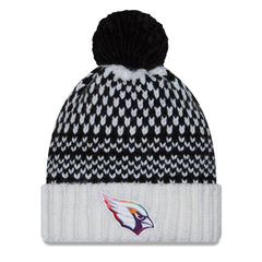 Arizona Cardinals New Era Women's 2023 NFL Crucial Catch Cuffed Pom Knit Hat Black/White