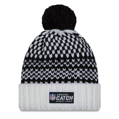 Cleveland Browns New Era Women's 2023 NFL Crucial Catch Cuffed Pom Knit Hat Black/White