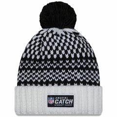 Los Angeles Rams New Era Women's 2023 NFL Crucial Catch Cuffed Pom Knit Hat Black/White