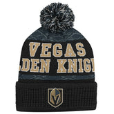 NHL Vegas Golden Knights Youth Puck Cuffed Knit Hat with Pom - Black