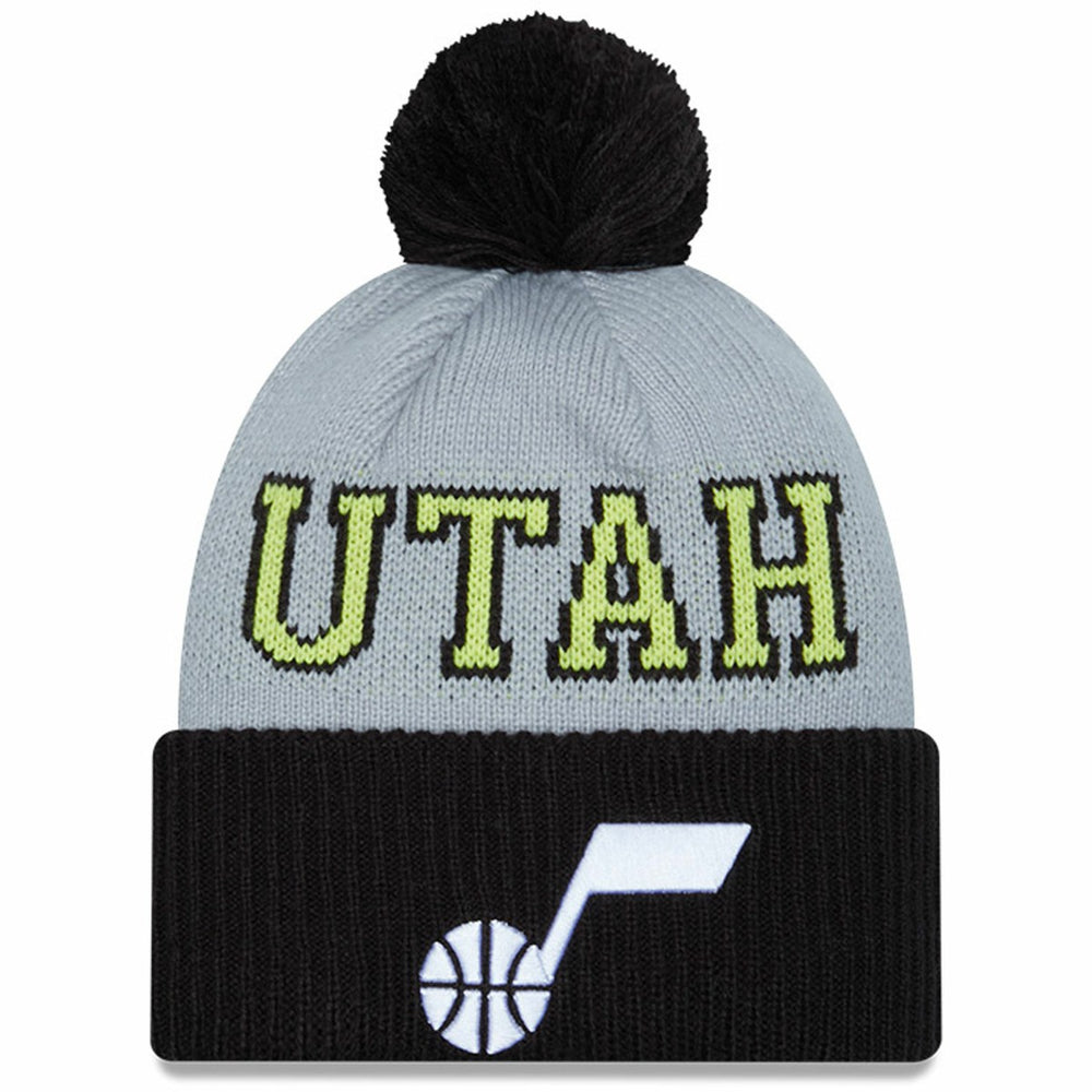 Utah Jazz Tip-Off Two-Tone Cuffed Knit Hat with Pom Black/Gray