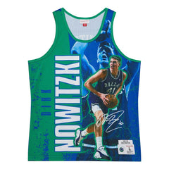 Dirk Nowitzki Dallas Mavericks Hardwood Classics Player Burst Tank Top Blue